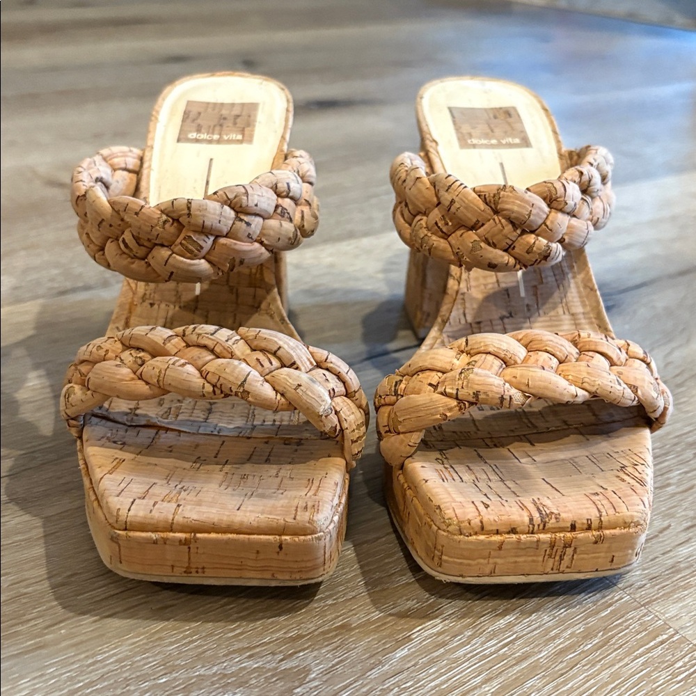 ❌SOLD❌EUC [Dolce Vita] Ashby Cork Braided Slip-On Heel Sandals Women’s 7.5 - Picture 7 of 10